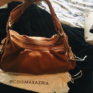 BCBG Maxazria, brown leather purse.